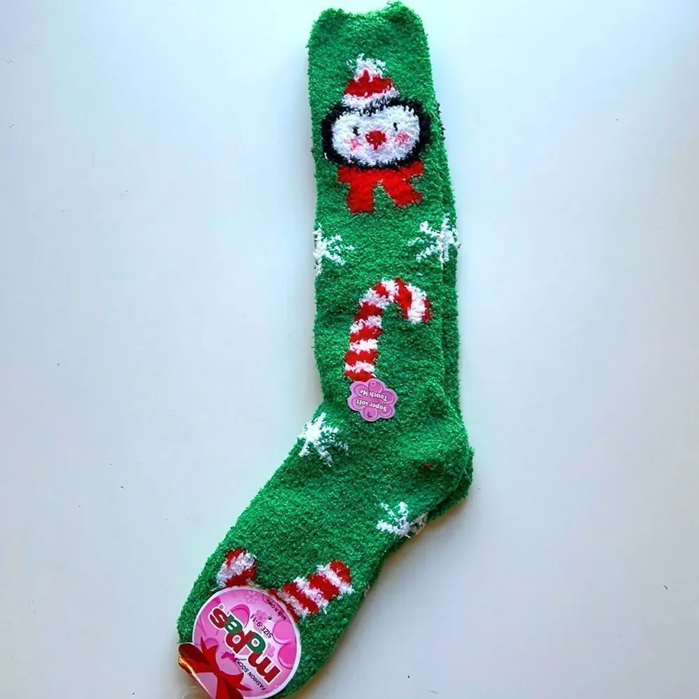 Mopas Green Penguin Holiday Socks Sz 9-11